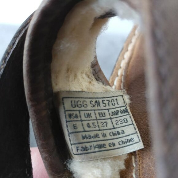 Ugg Matala Sandals Womens Size 7 Shoe Brown Shearling Lined Flip Flop Thong 5701 - Picture 3 of 8